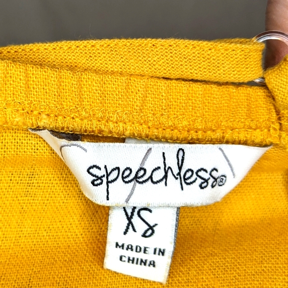 Speechless Linen Blend Ruffled Yellow Mini Dress, XS - Picture 3 of 7